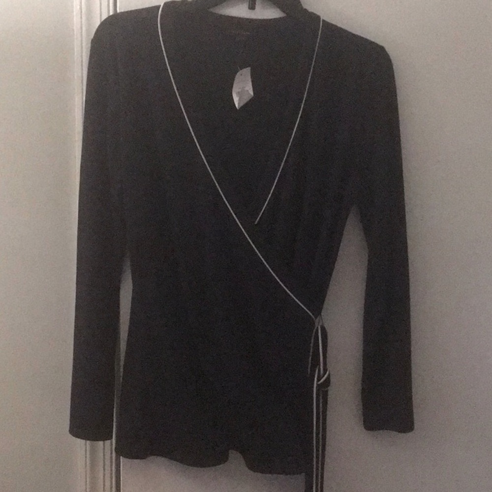 New navy blue deep V with belt
